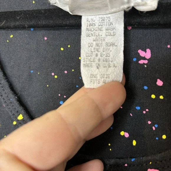 Women's Muscle Tank Beach Coverup Black One Size Fits All Splatter Palm Tree VTG - Picture 4 of 6